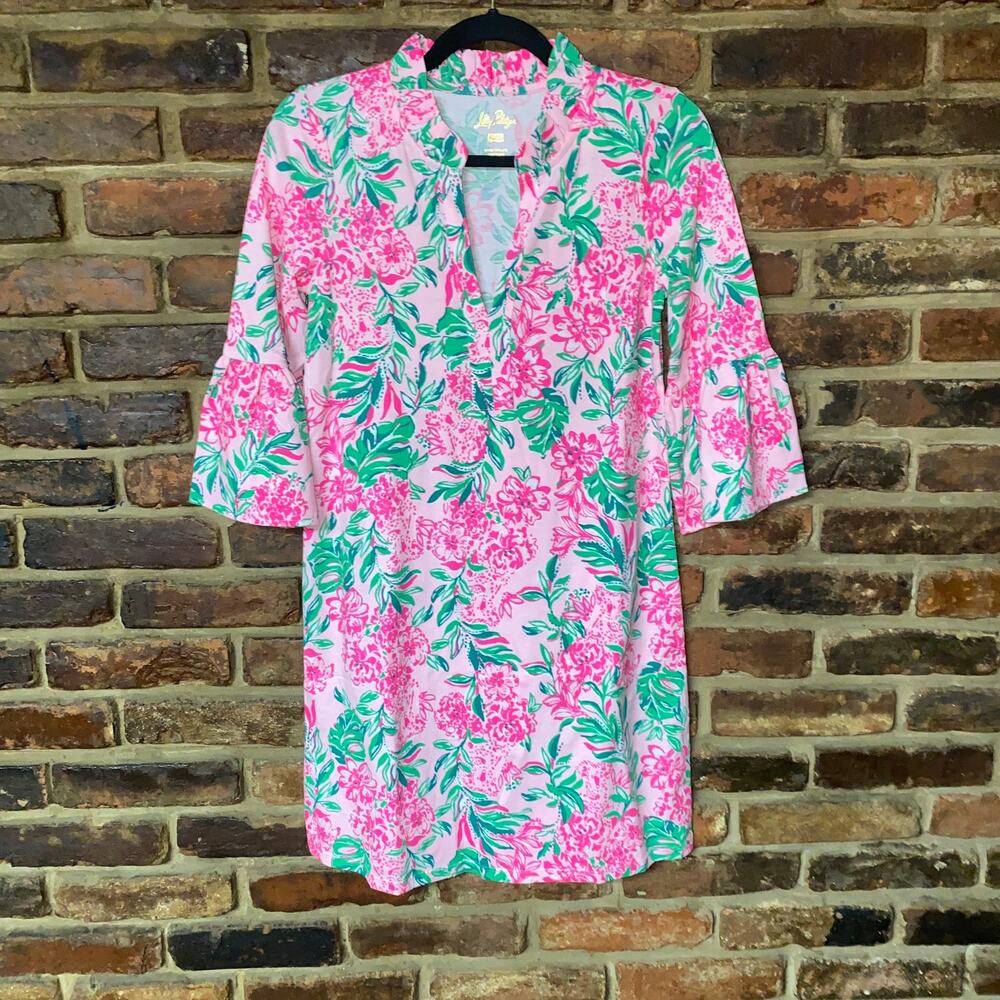 NWT Lilly Pulitzer Pink Conch Shell Hayes 3/4 Sleeve Mini Dress Women's Size XXS - Picture 2 of 10